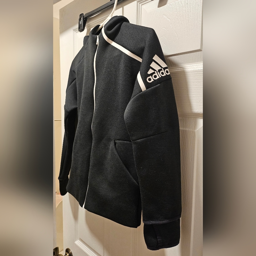 Adidas Black and White Zip-Up Jacket